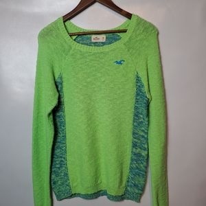 Hollister Green Blue Knit Sweater Scoop Neck